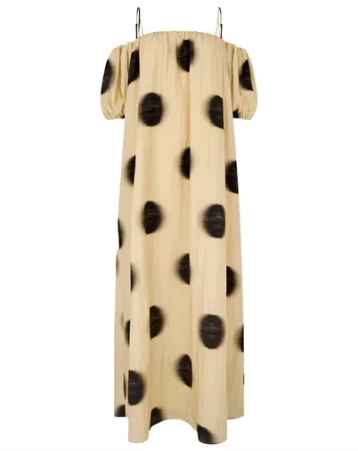 Stine Goya - Romantic Volume Strap Kjole - Dots In Motion